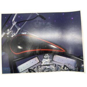 LE GM Harley Davidson motorcycle print artwork signed 22/50 skull 16x12" READ